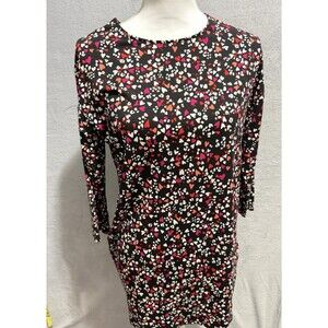 Chico’s Touch of Cool Hearts Wedge Tunic Top Size 00 XS NWT Black 3/4 Sleeve